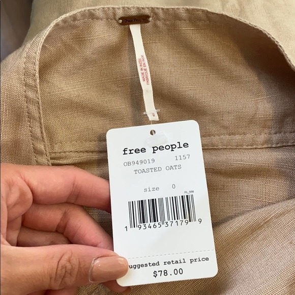 Free People Higher Ground Mini Linen Skirt Beige size 0 - Picture 8 of 9